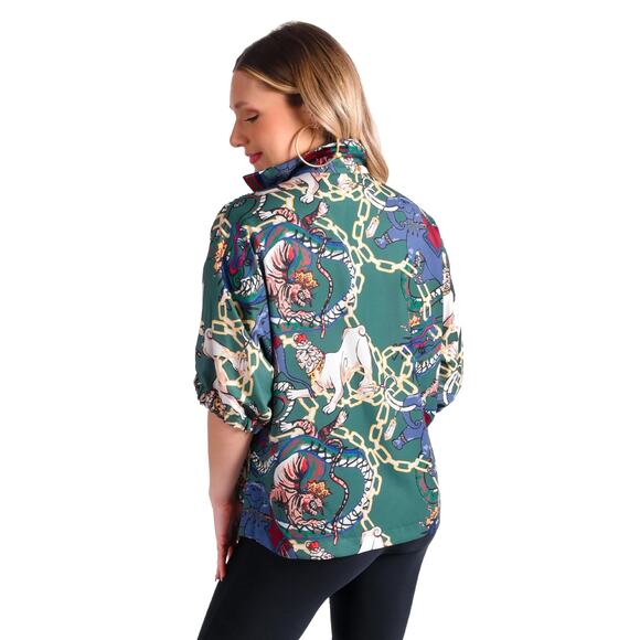 Emily McCarthy Poppy Top  Royal Animal Size Medium - Picture 2 of 3